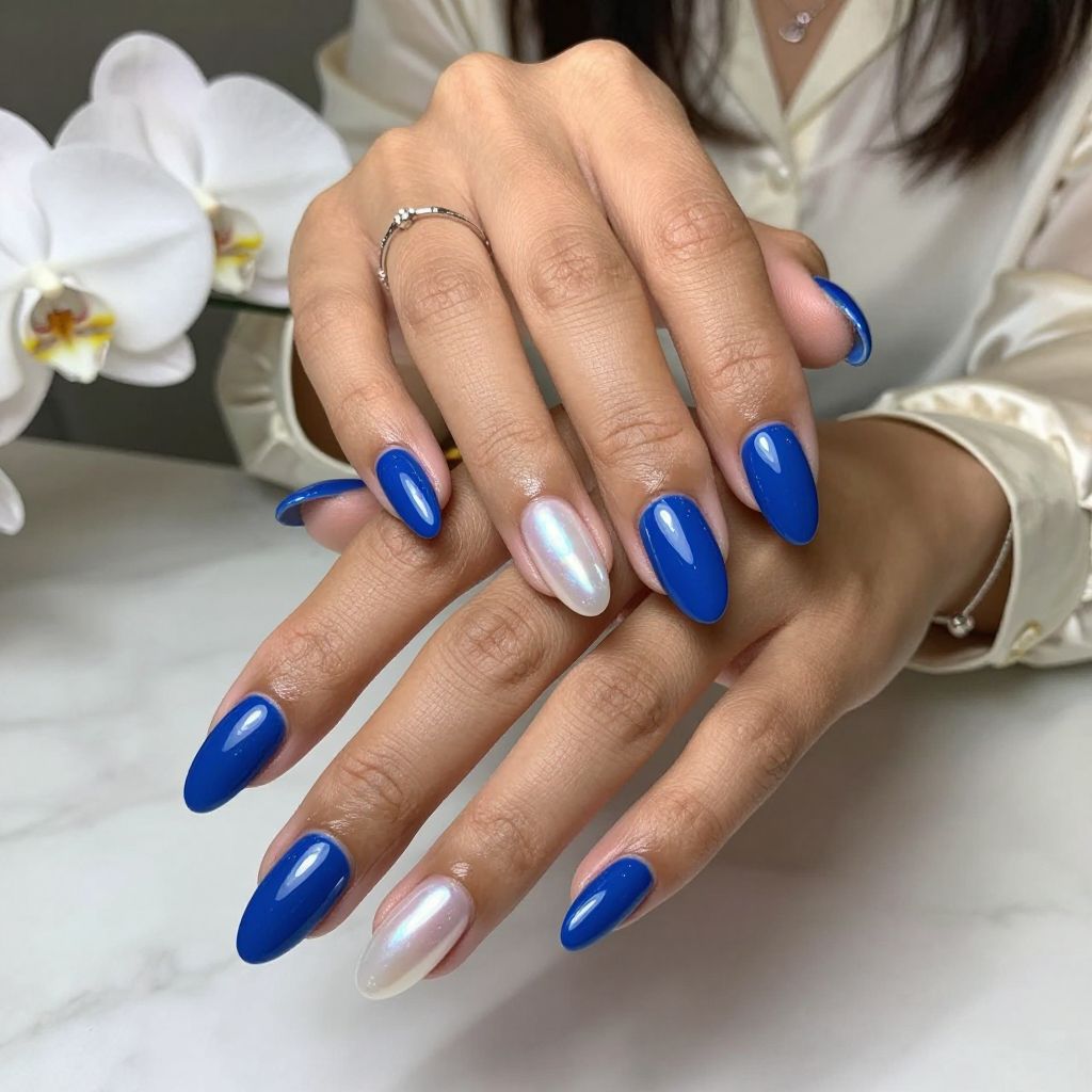 Azure Chrome with Pearlized Accent Nails