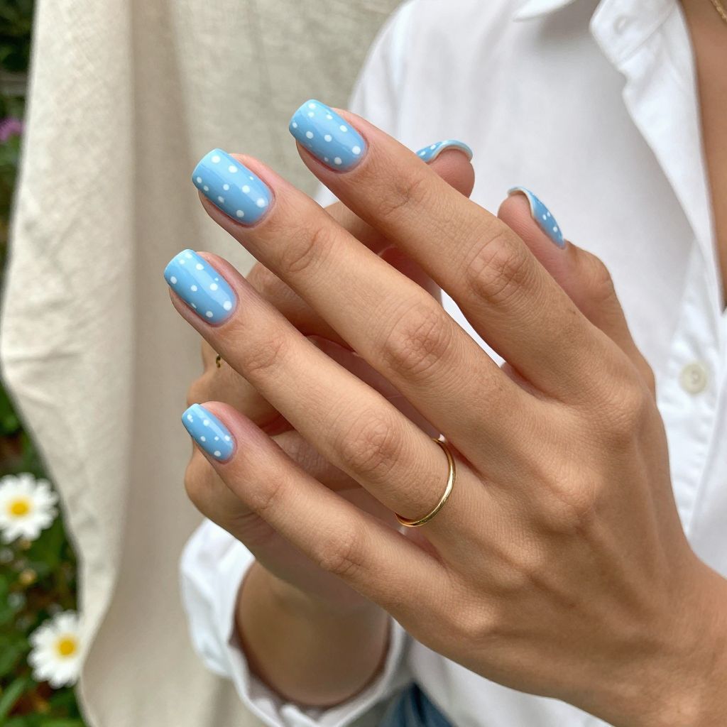 Baby Blue Polka Dot Play Nails