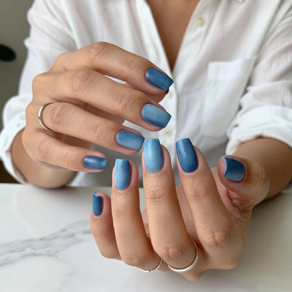 Soft Denim Texture Nails