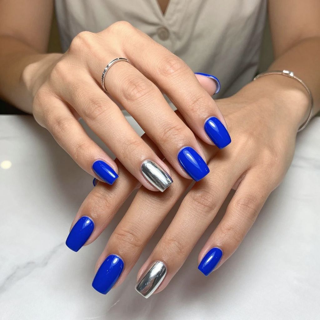 Cobalt Blue Chrome Finish Nails