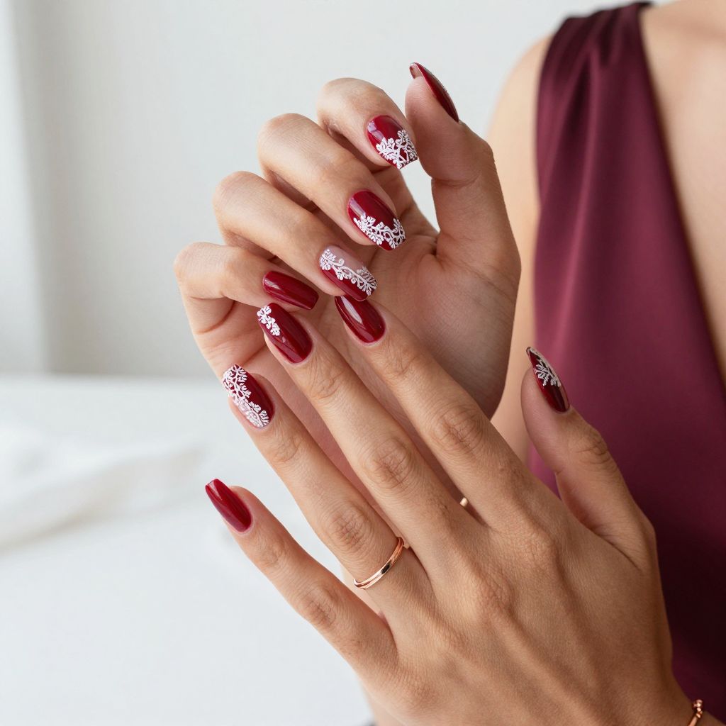Bold Red with White Lace Detail