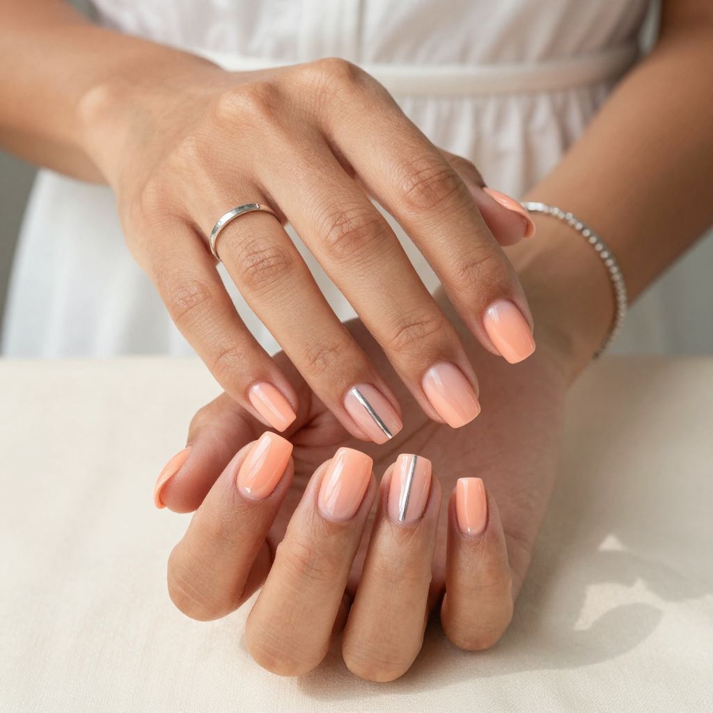 Soft Peach with Metallic Stripe