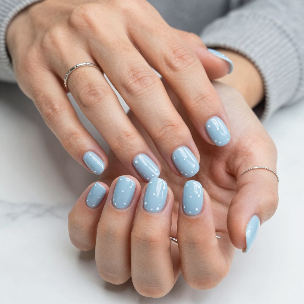 Icy Blue with Minimal White Dots
