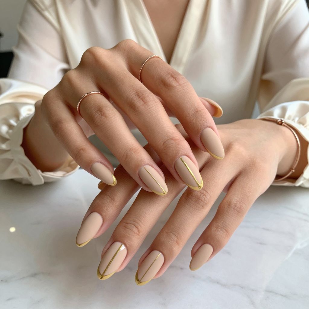 Minimalist Matte Nude with Gold Line