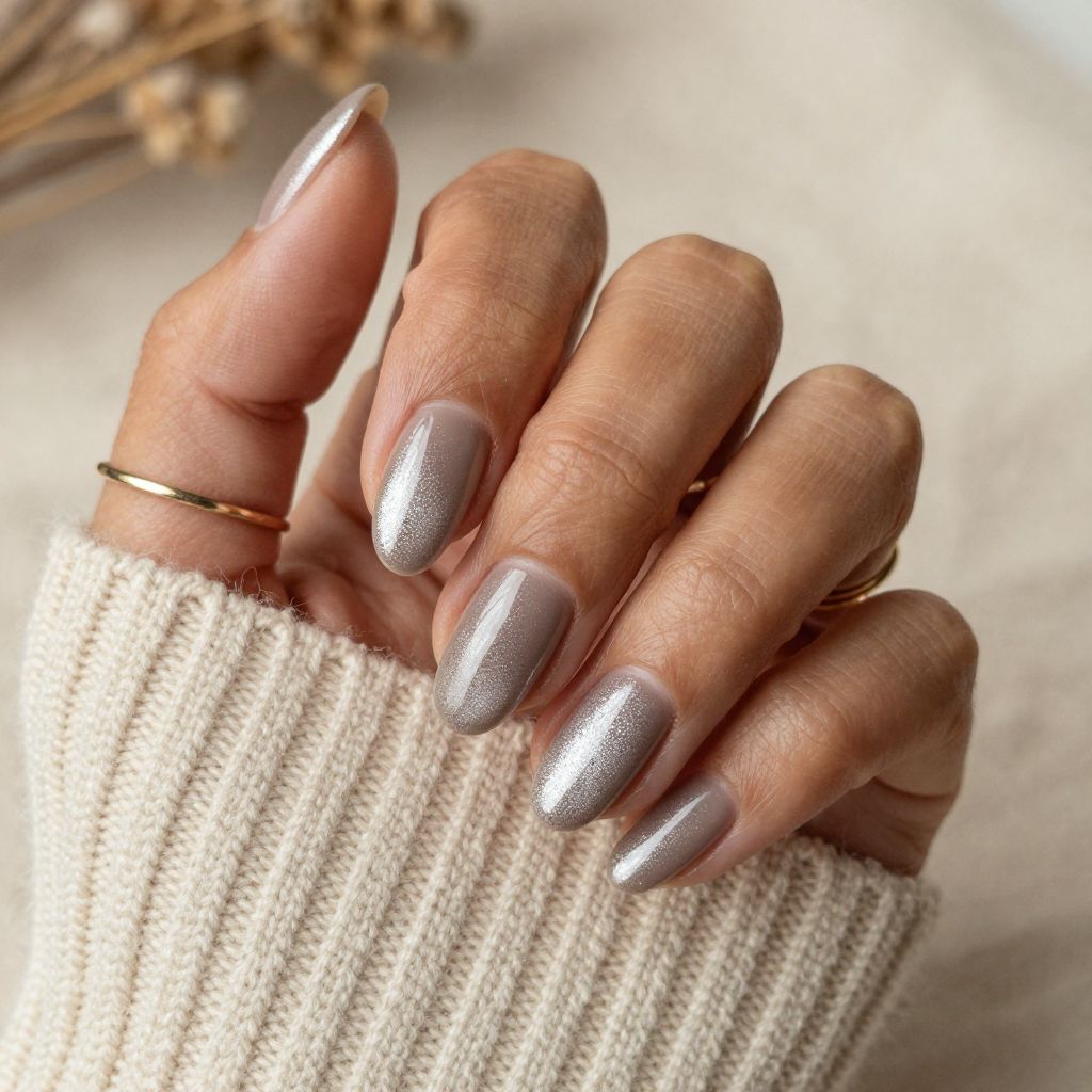 Rustic Taupe Chrome Glitter Fade
