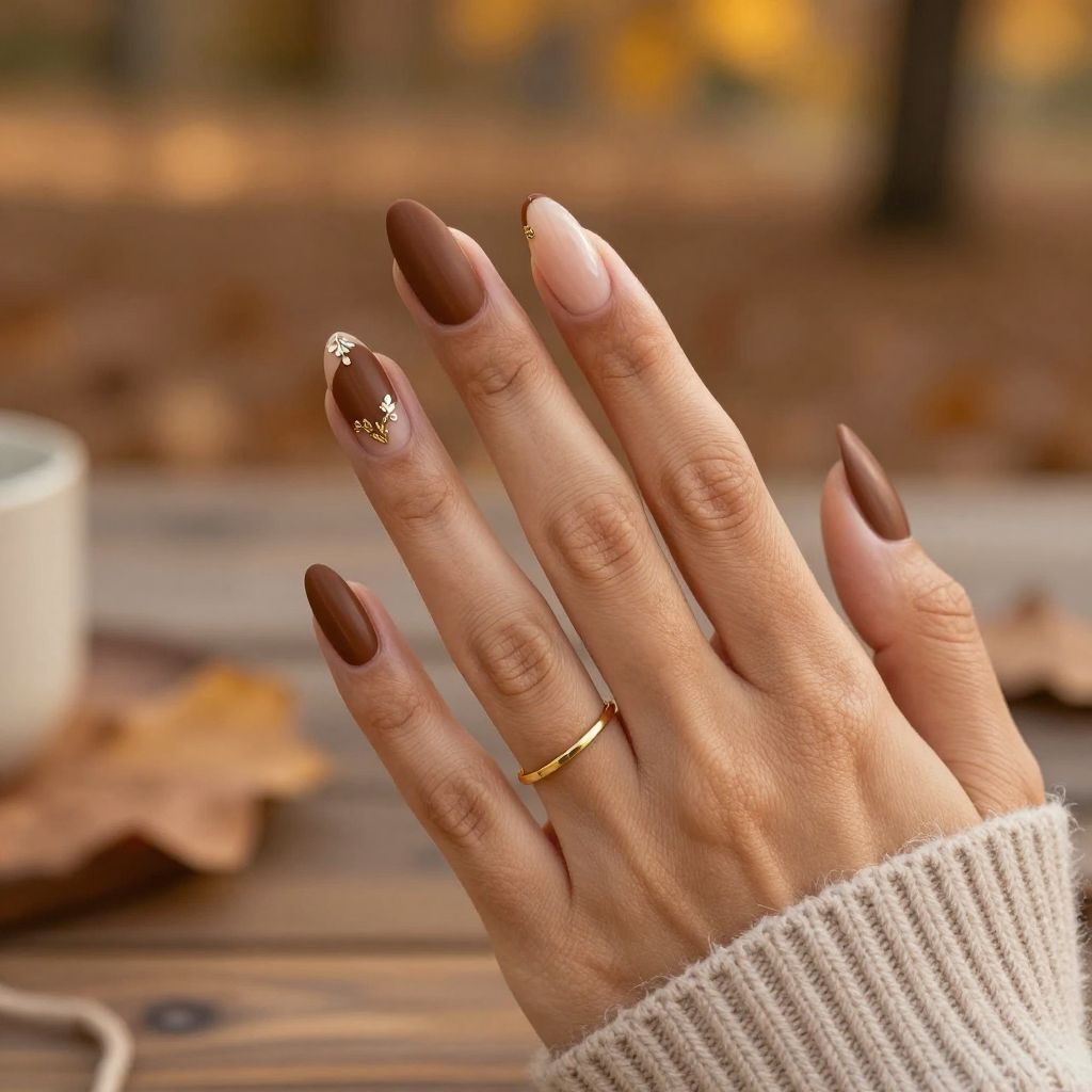 Rustic Brown Tips with Leaf Charms