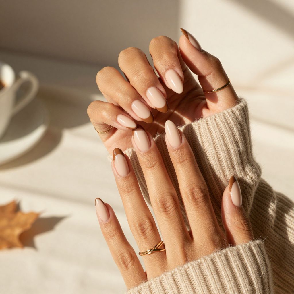 Matte Mocha Tips with Glossy Nude Base
