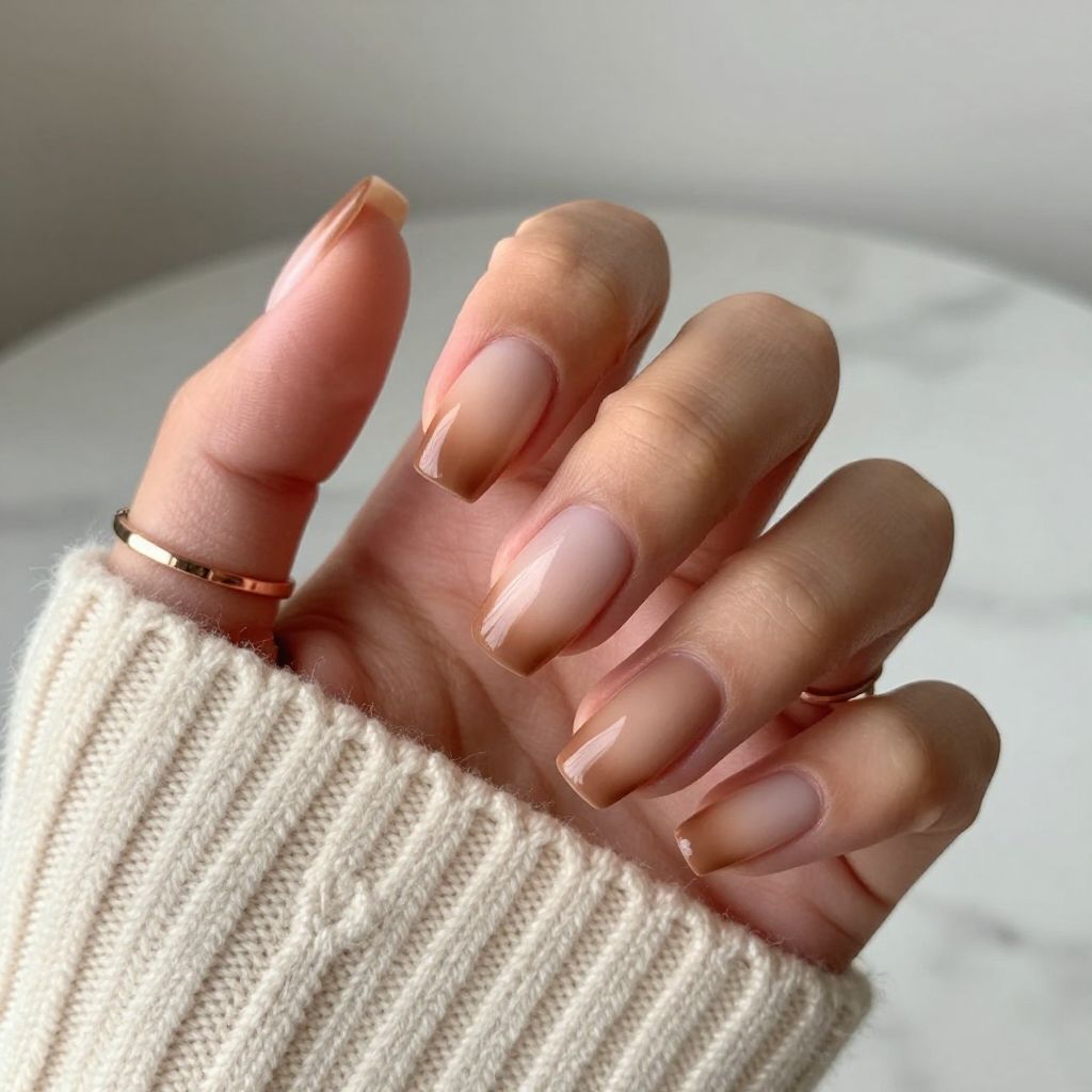 Subtle Ombre Brown Tips
