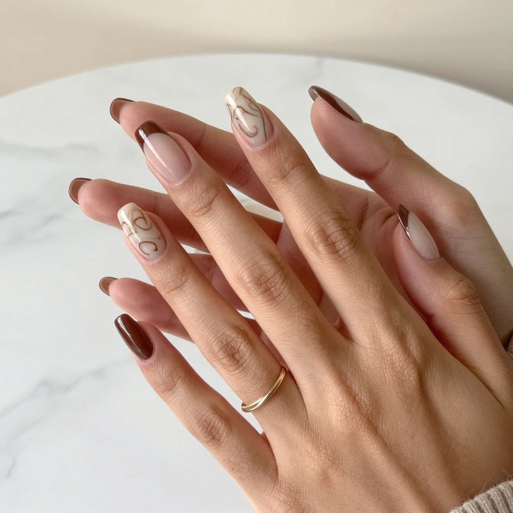 Chocolate Tips with Beige Marble Accent