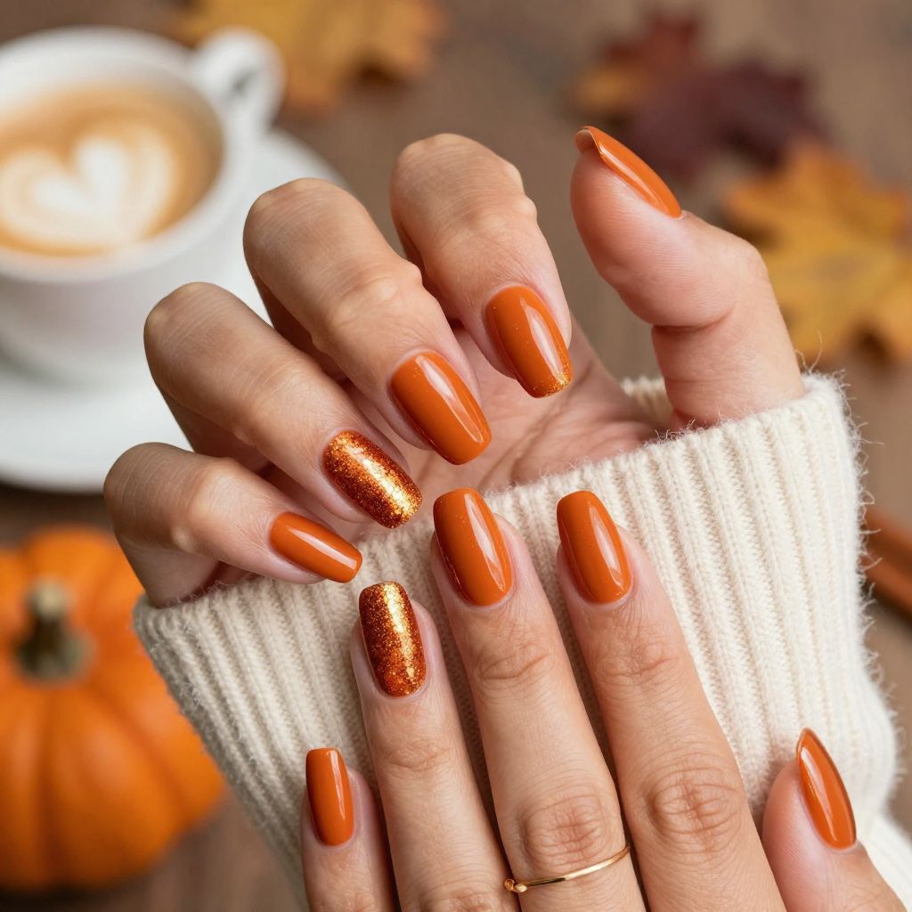 Burnt Orange Glitter Fade