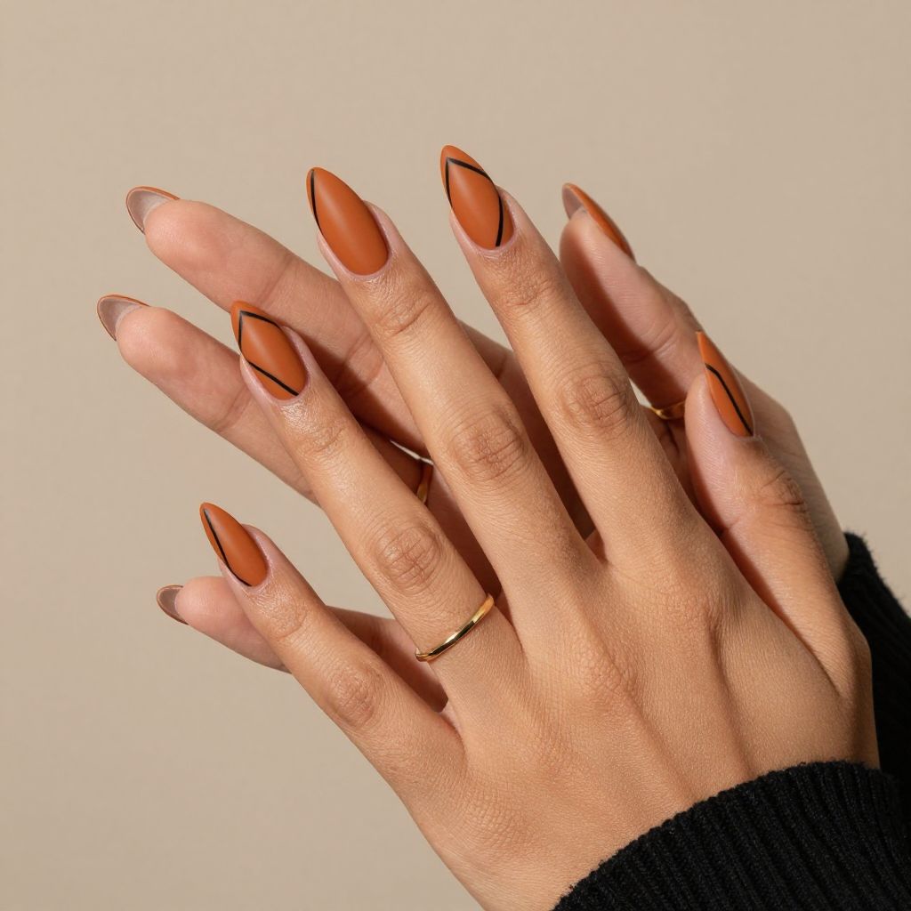 Matte Burnt Orange with Matte Black Minimalist Lines