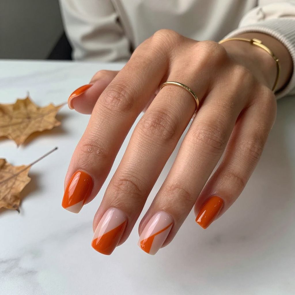 Burnt Orange with Geometric Negative Space