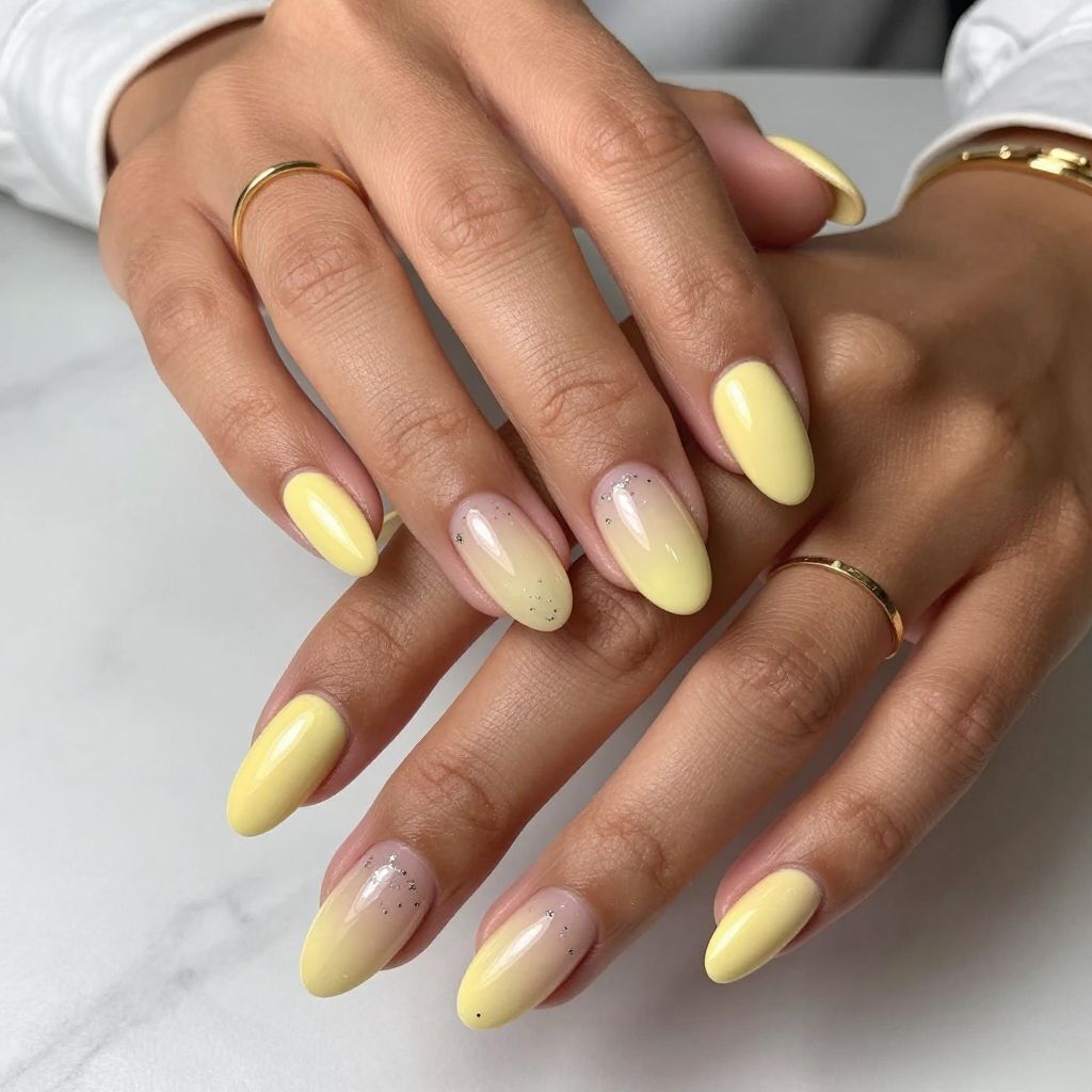 Butter Yellow Gradient with Silver Flecks