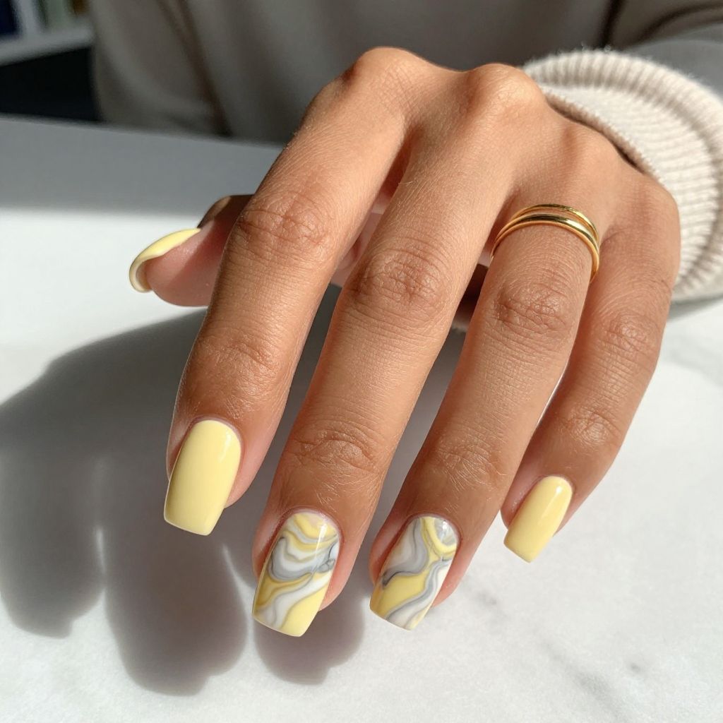 Soft Butter Yellow Marble
