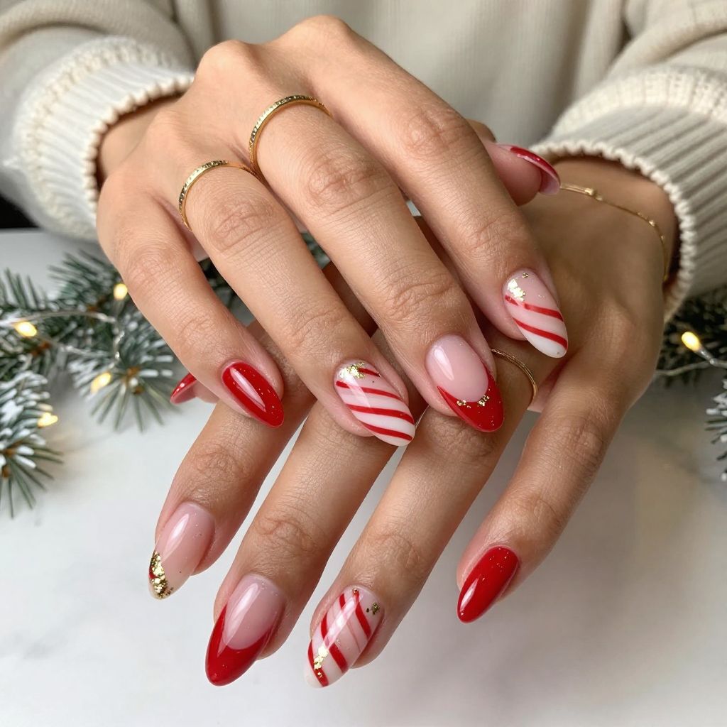 Candy Cane with Gold Foil Accent
