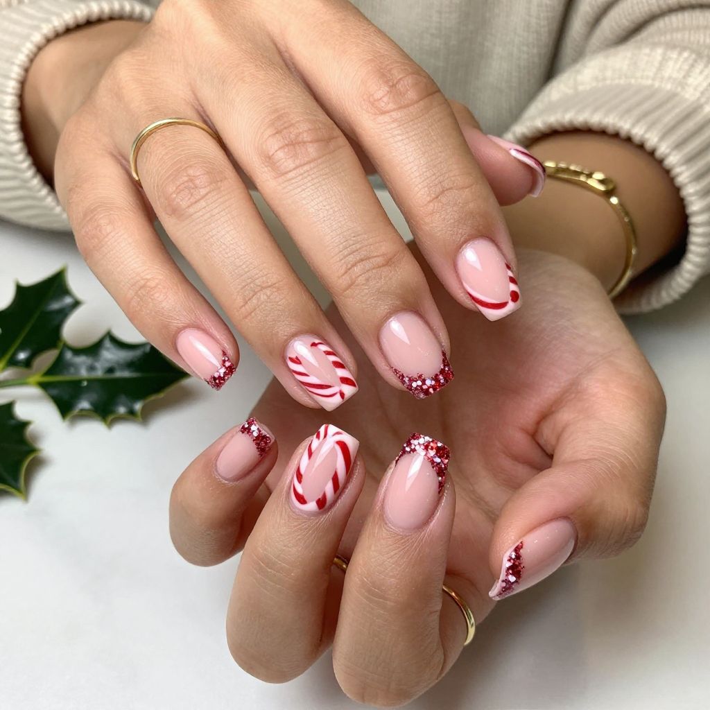 Glittery Candy Cane Tips
