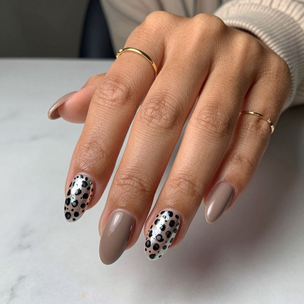 Chrome Spots on Matte Taupe