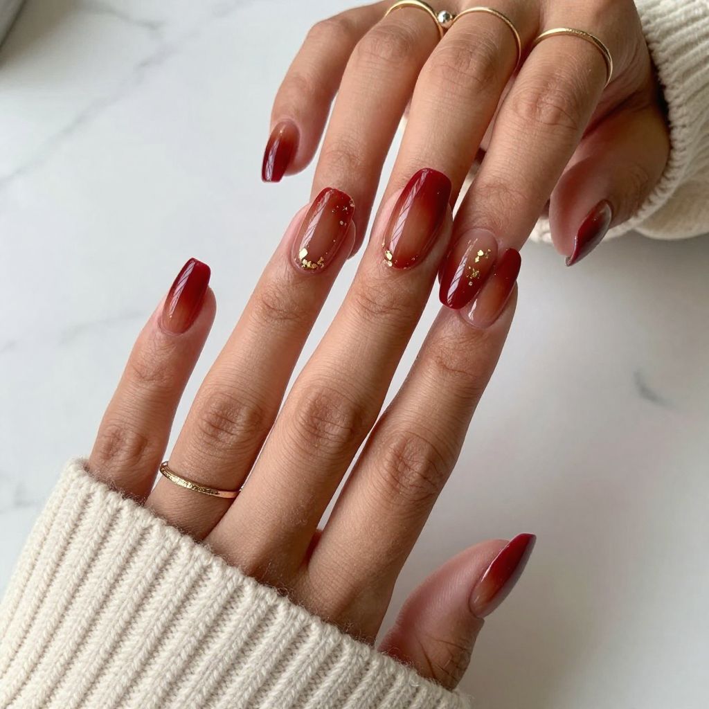 Cherry Mocha Ombre with Gold Foil
