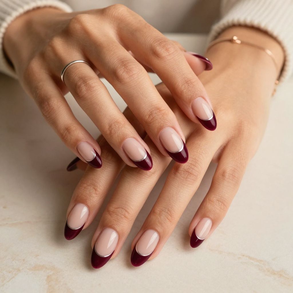 Burgundy Velvet French Accent