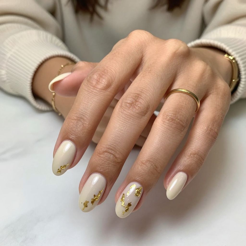 Creamy Nude with Gold Leaf