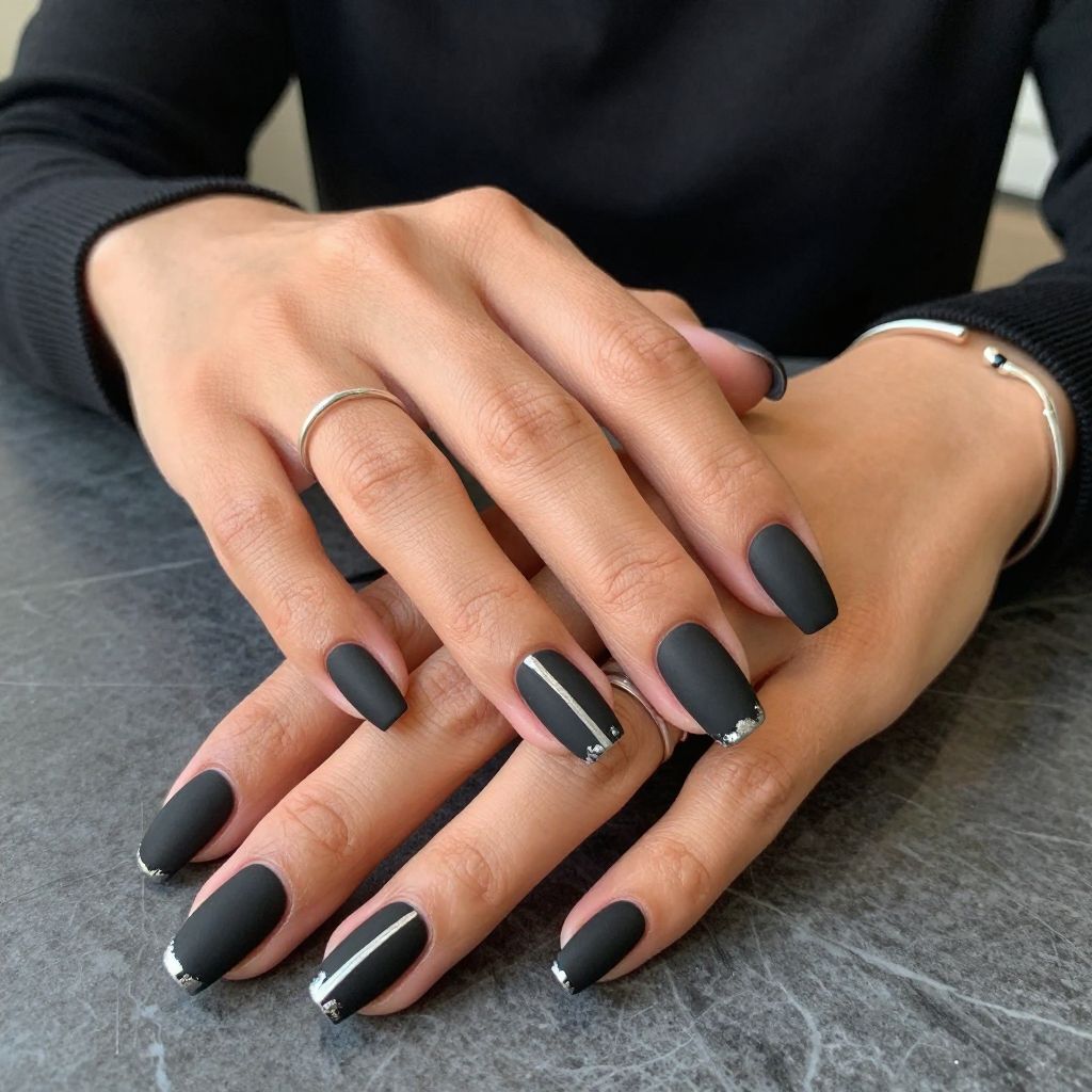 Matte Black with Silver Accents