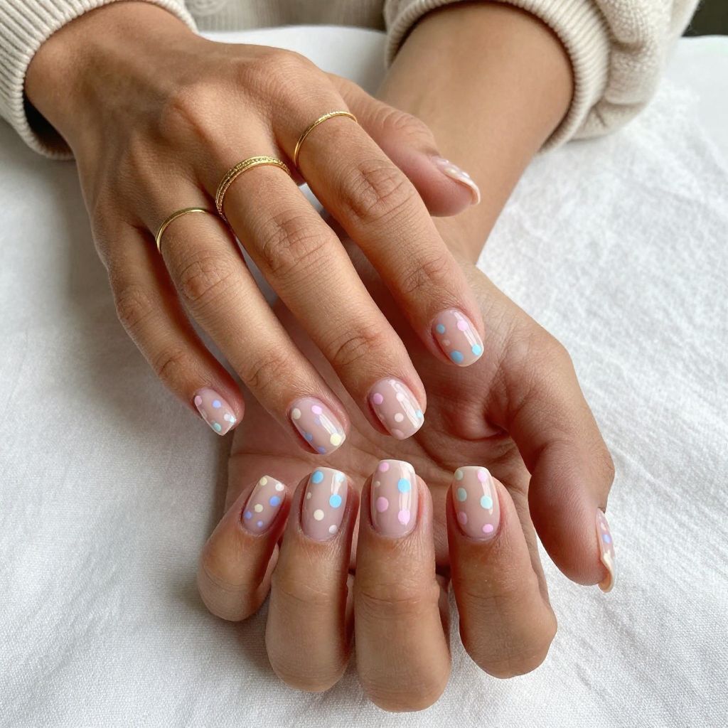 Clear Nails with Polka Dot Play
