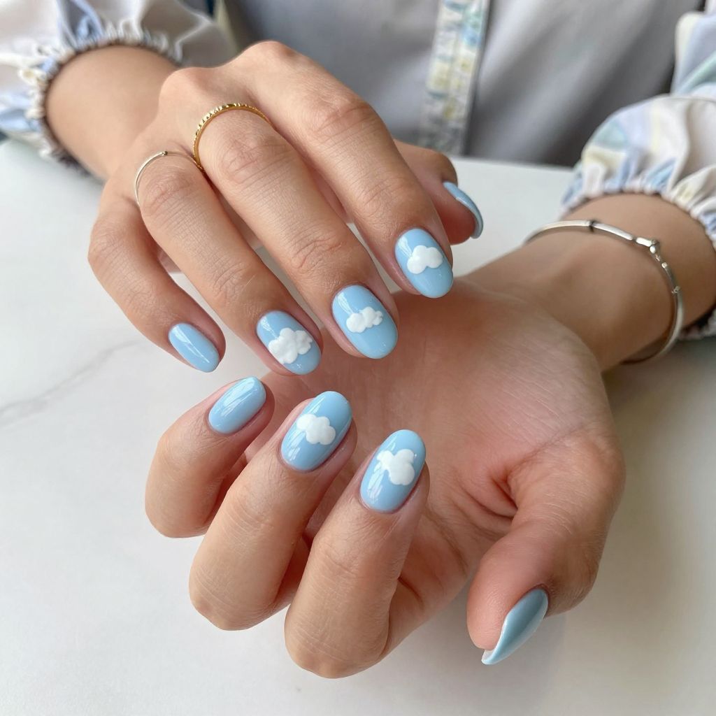 Puffy White Clouds on Baby Blue