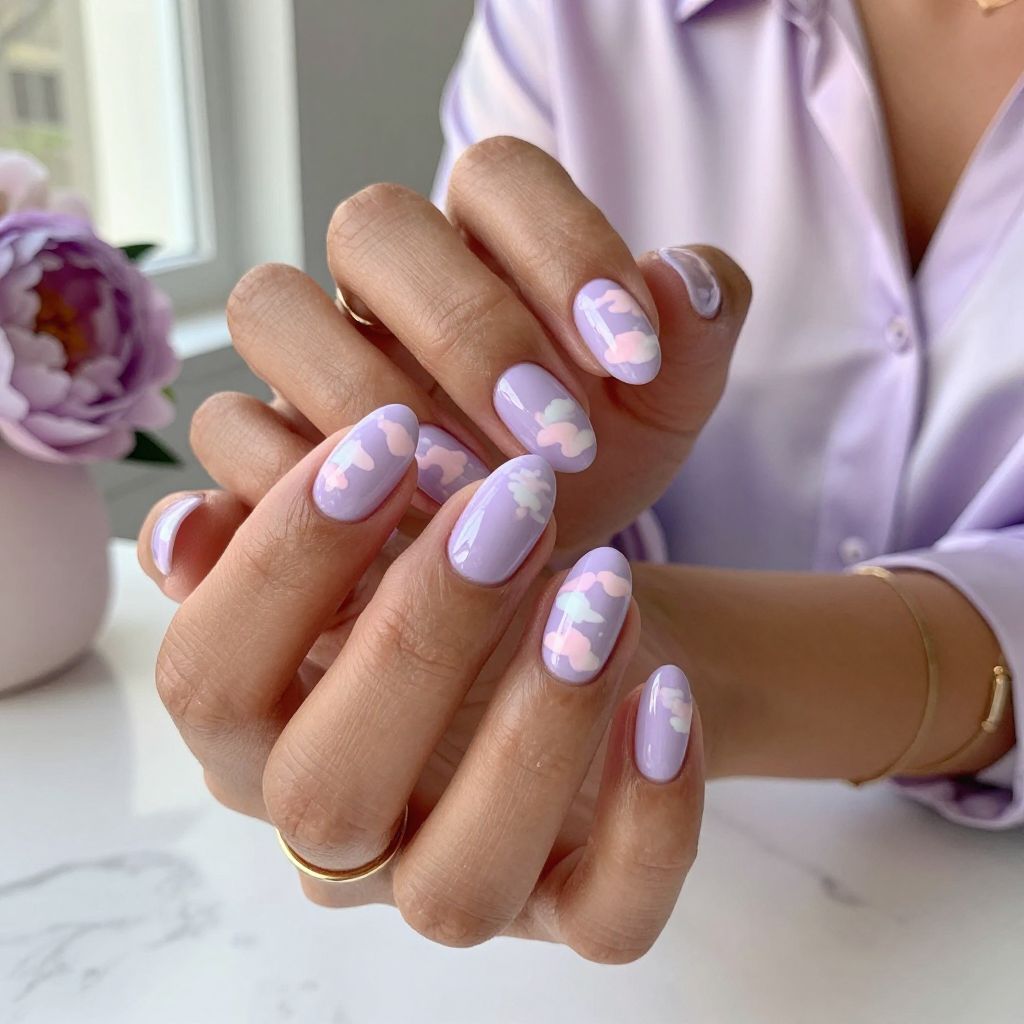 Soft Pink Clouds on Light Lavender