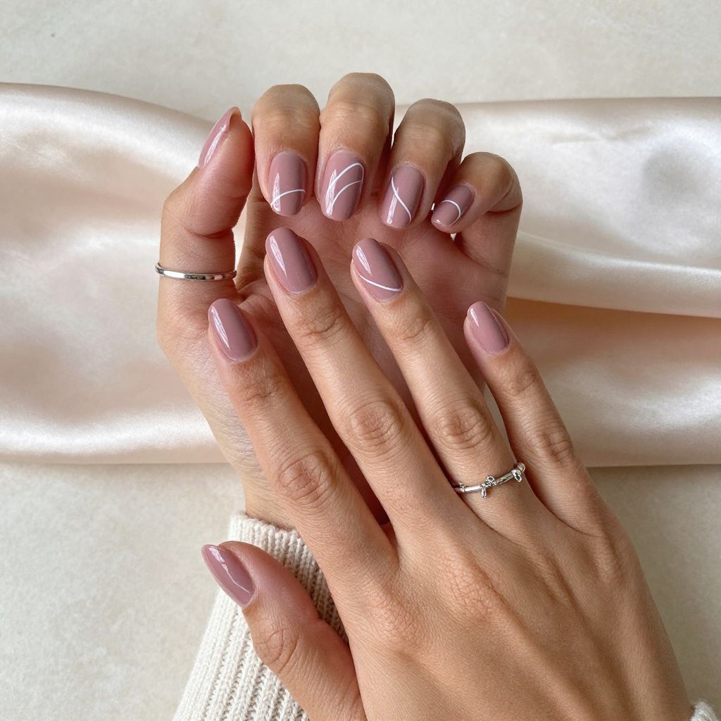 Rosy Mauve with Minimalist Line Art