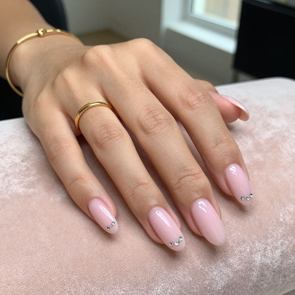 Pale Pink with Subtle Rhinestones