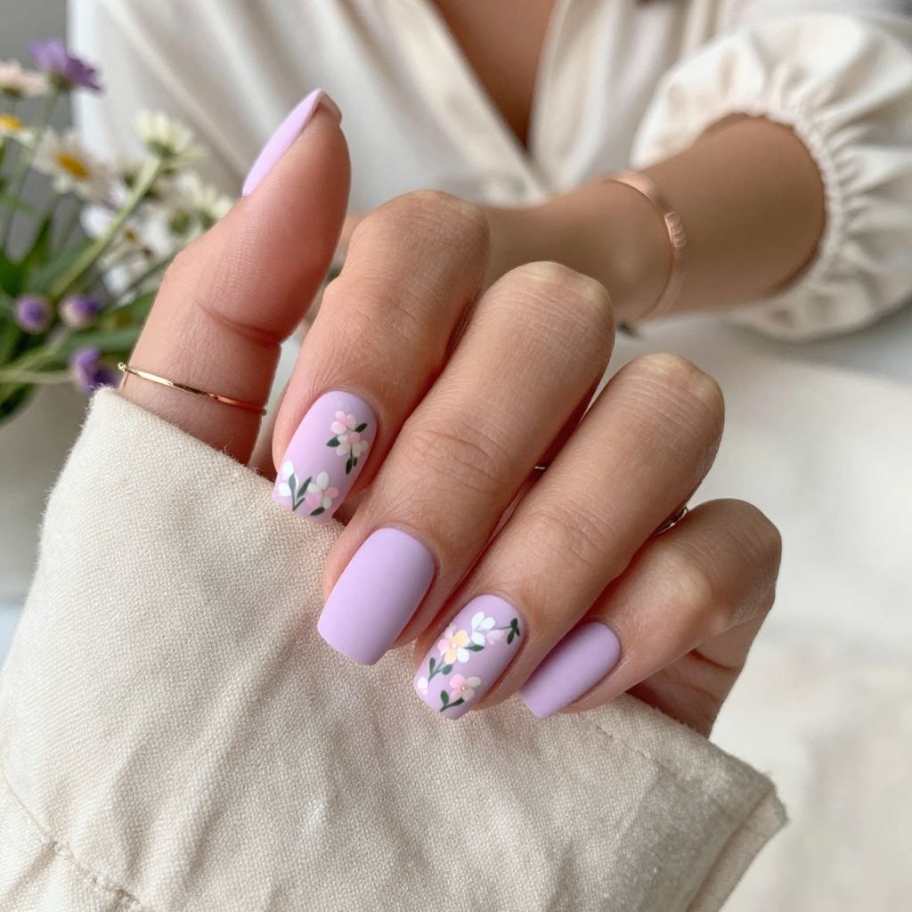 Matte Lilac Pink with Floral Tips