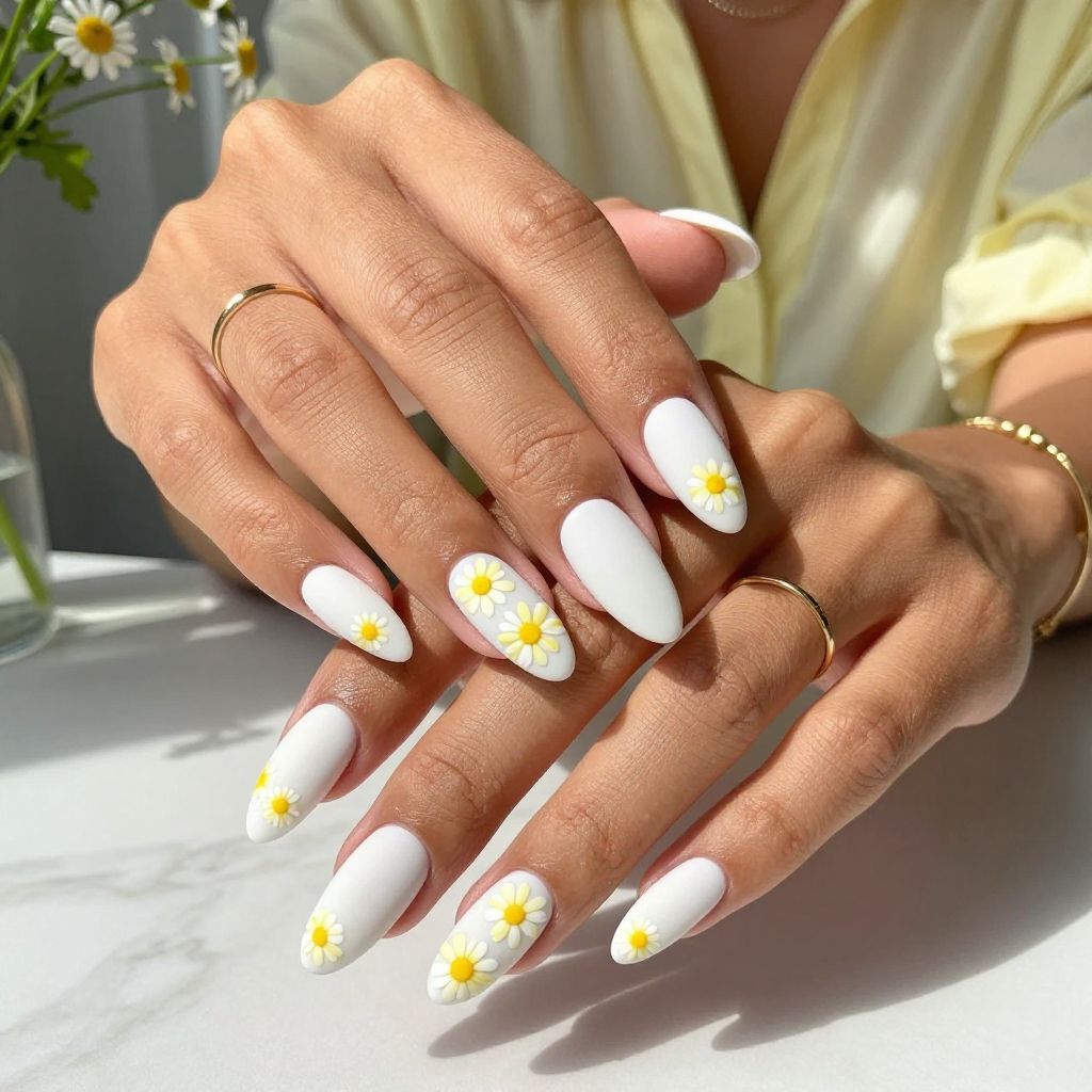 Matte White With Pop Yellow Daisy Tips