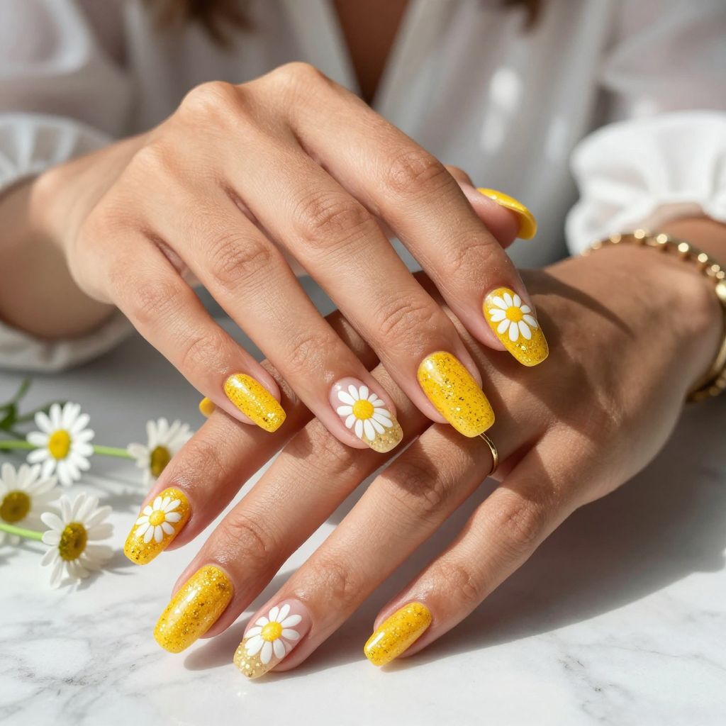 Glittery Yellow Daisy Radiance