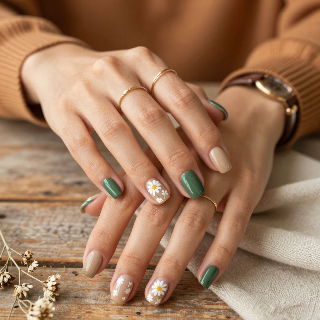 Earthy Tones With Hand-Painted Daisies