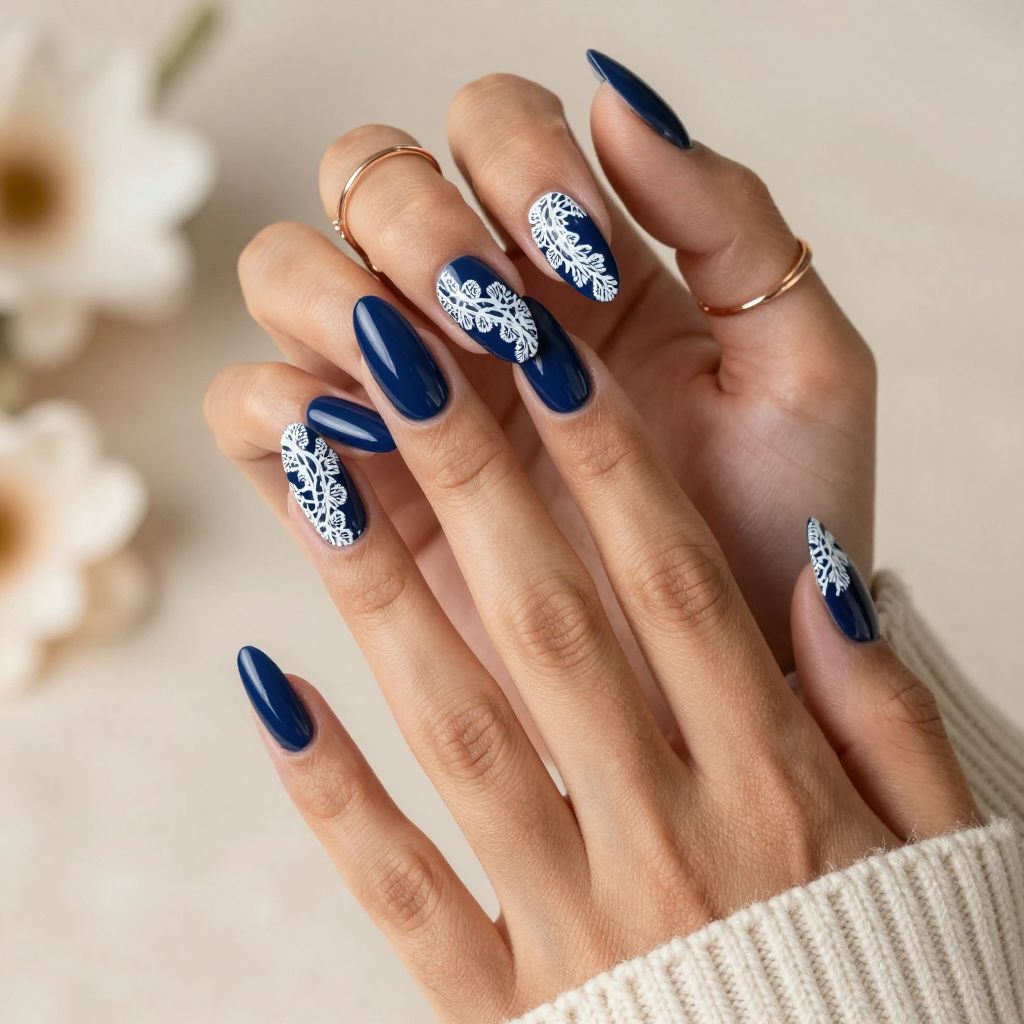 Dark Blue Lace-Inspired Art