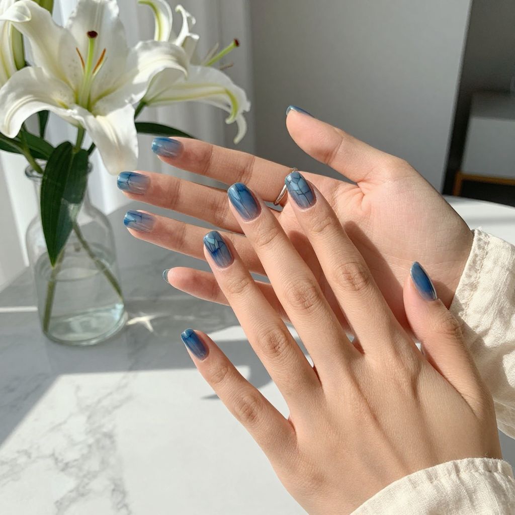 Ink Blue Jelly Nails