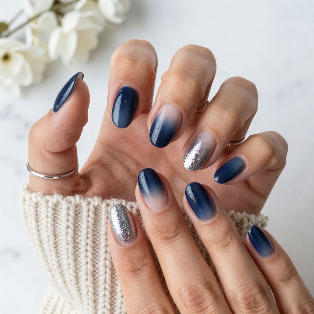 Dark Blue Glitter Gradient