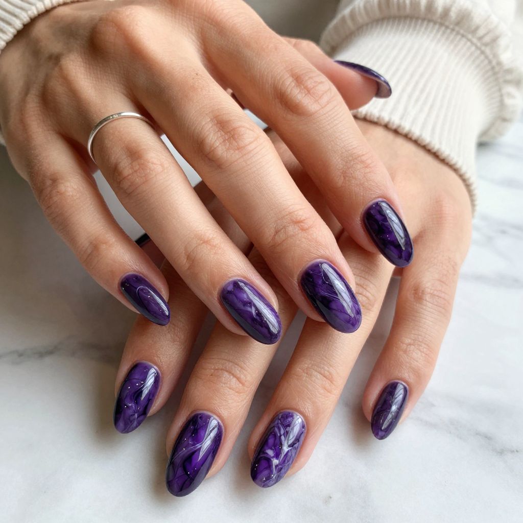 Dark Purple Marbled Elegance