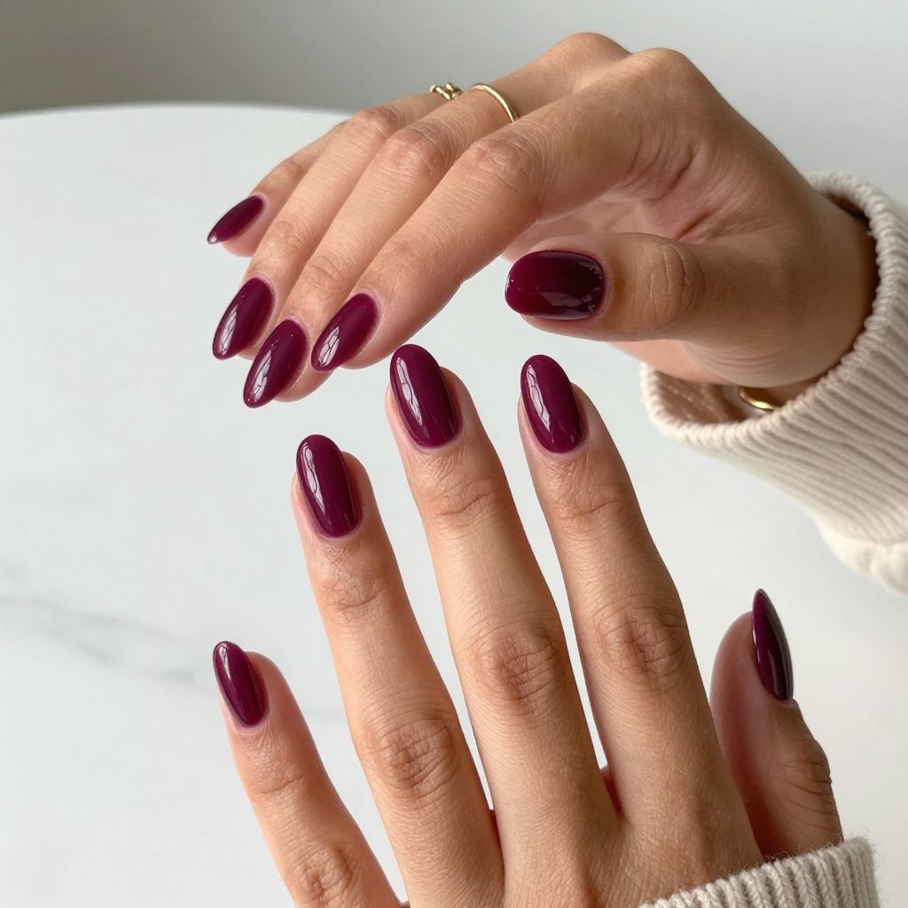 Glossy Plum with Negative Space Details