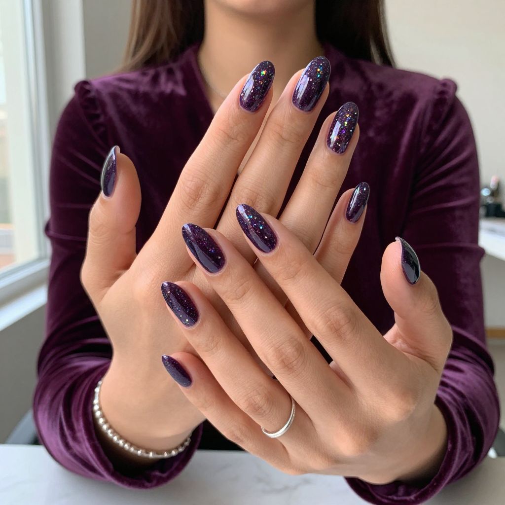 Iridescent Dark Purple with Holographic Sparkle