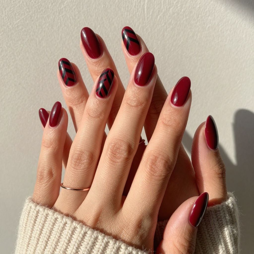 Glossy Dark Red With Black Matte Chevron