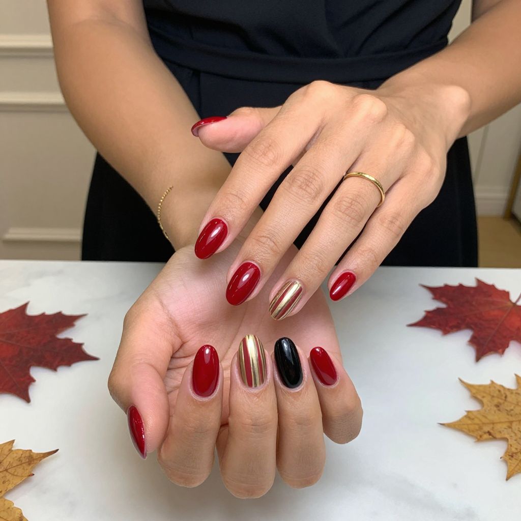 Glossy Ruby Red With Accent Stripes