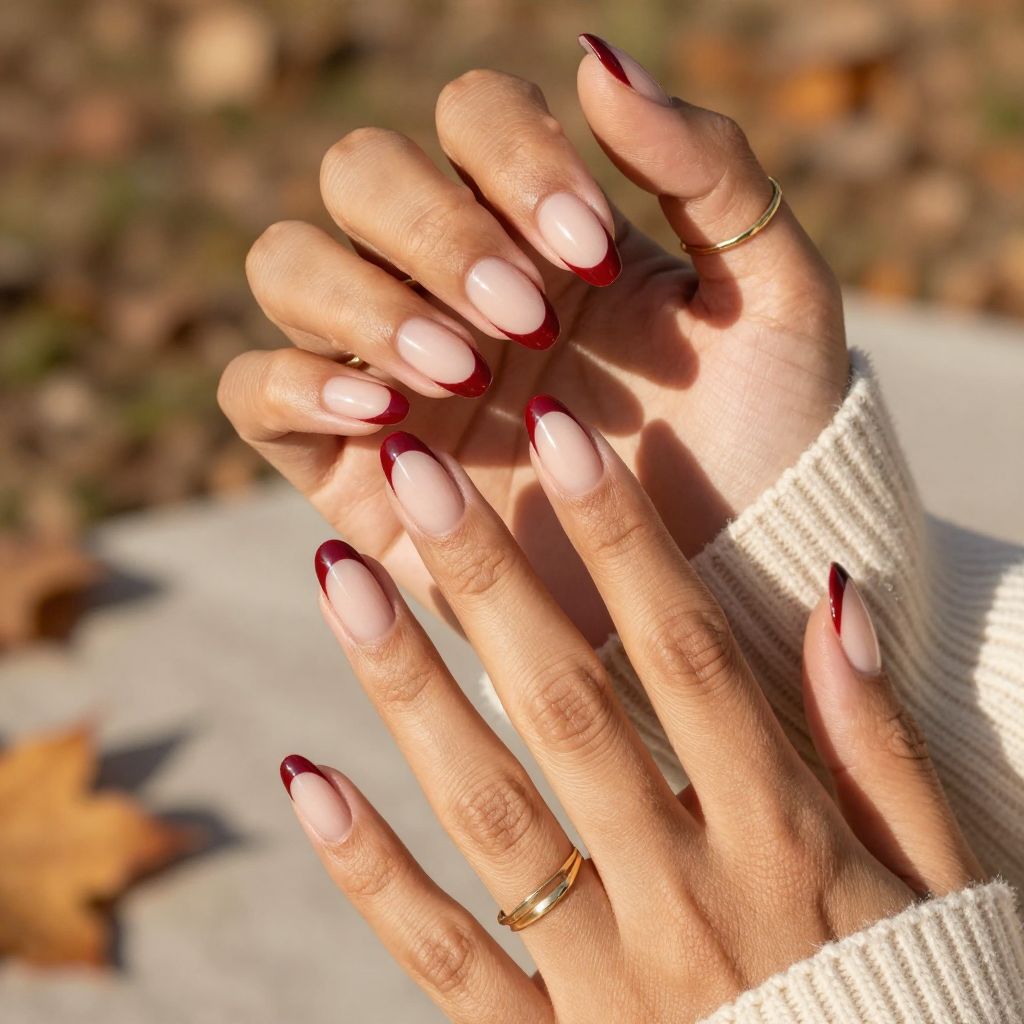 Dark Cherry French Tips