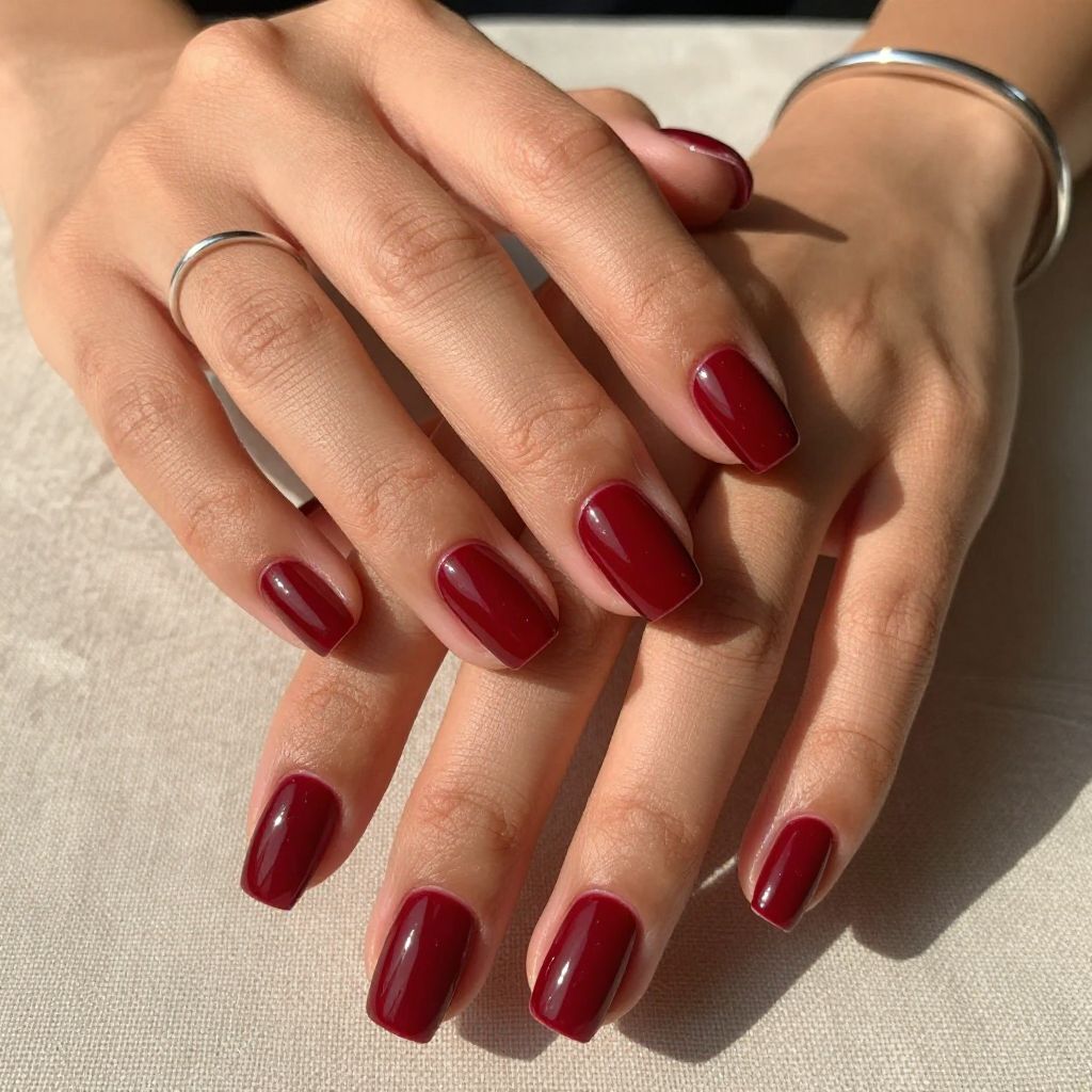 Glossy Dark Red With Minimalist Black Lines