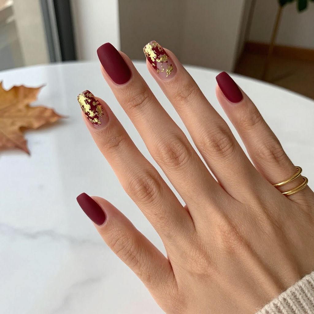 Matte Burgundy With Gold Foil Accents