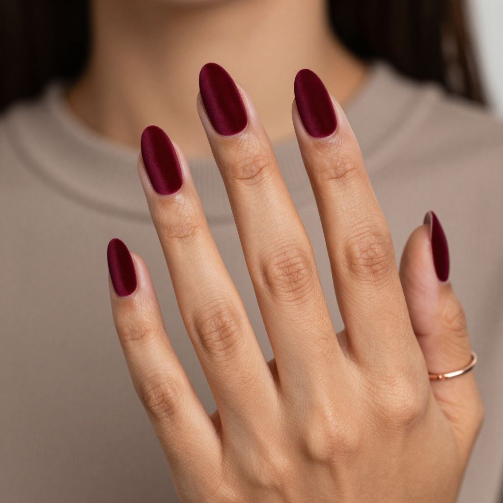 Velvet Matte Maroon nails