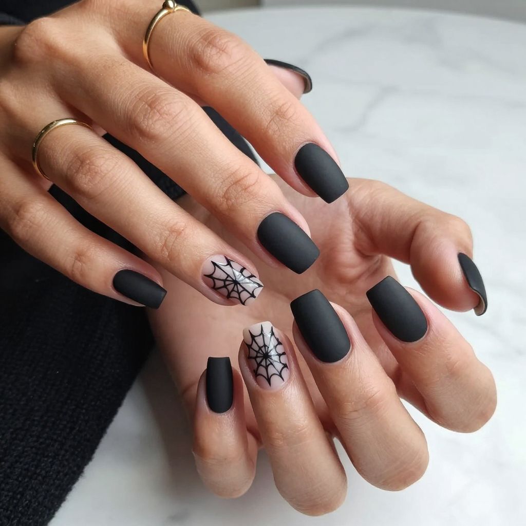 Classic Black Matte with Glossy Spiderwebs