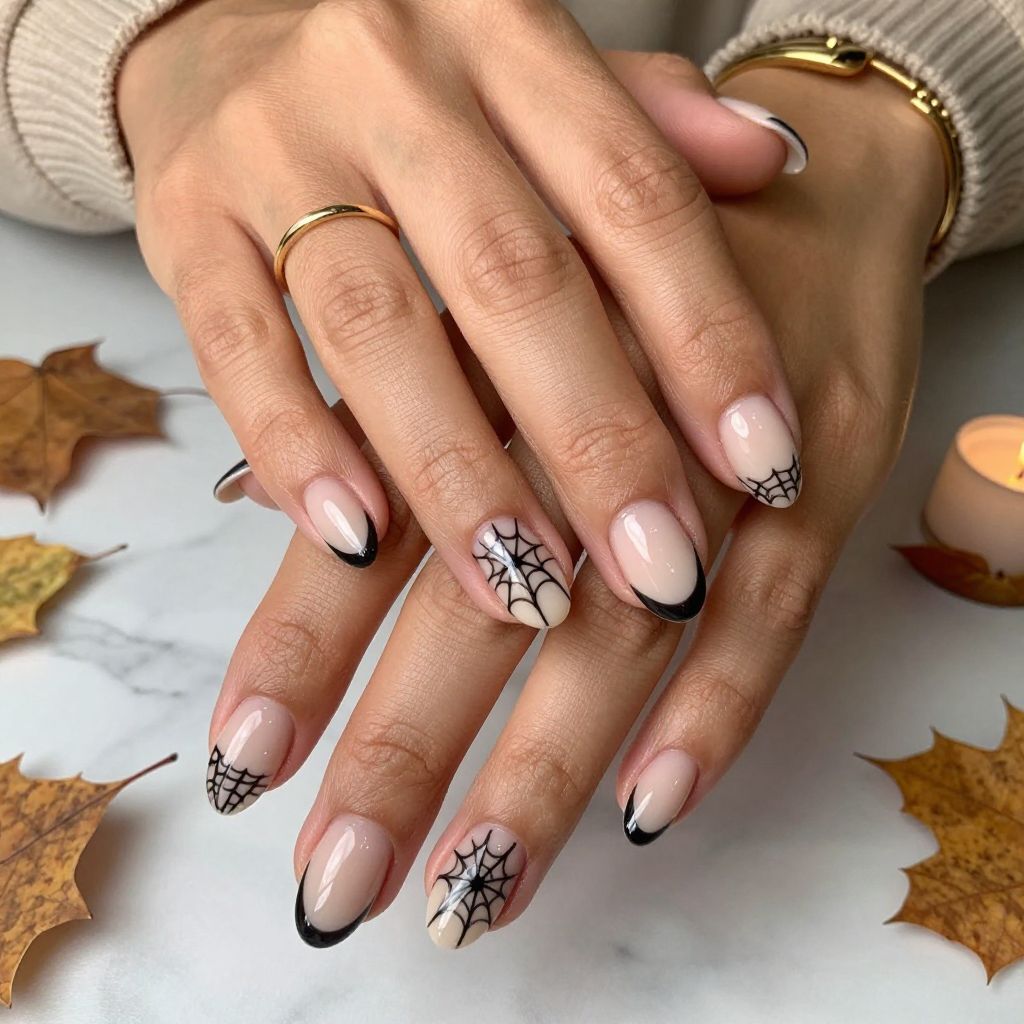 Spiderweb French Tips