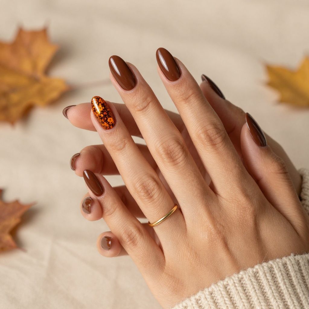 Chocolate Brown with Pumpkin Glitter