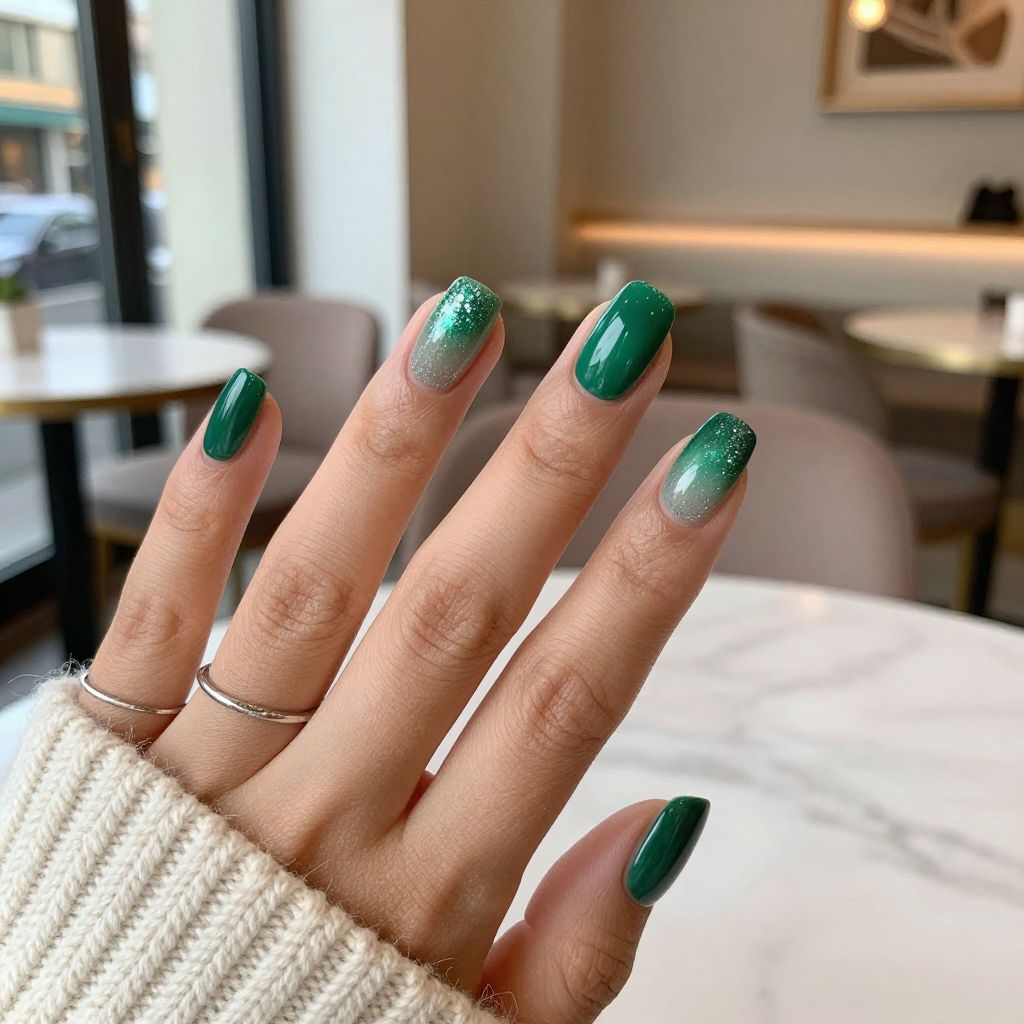 Emerald Ombre with Silver Sparkle
